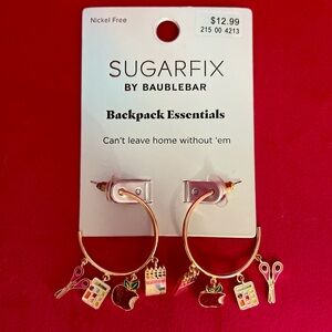 (NWT) SUGARFIX by BaubleBar Teacher School Charm Hoop Earrings - Gold